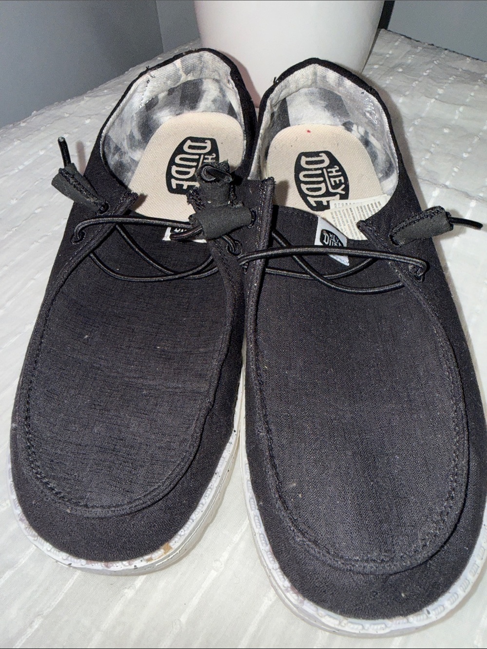 Preloved🖤Gently Used. Hey Dude Black Canvas Slip-On Loafers